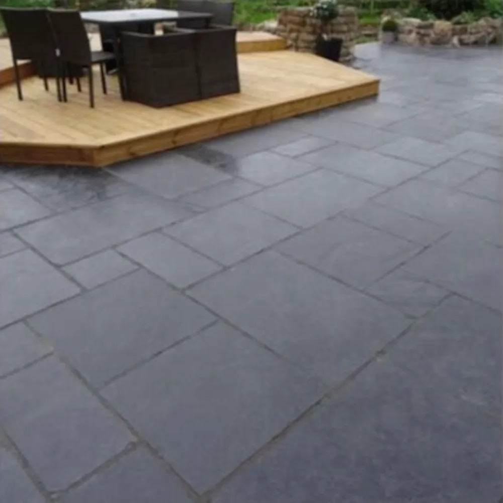 Black Limestone Parking Tile – Tumbled & Brushed Finish - Image 2