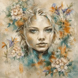 Floral Portrait Designer Wall Tile