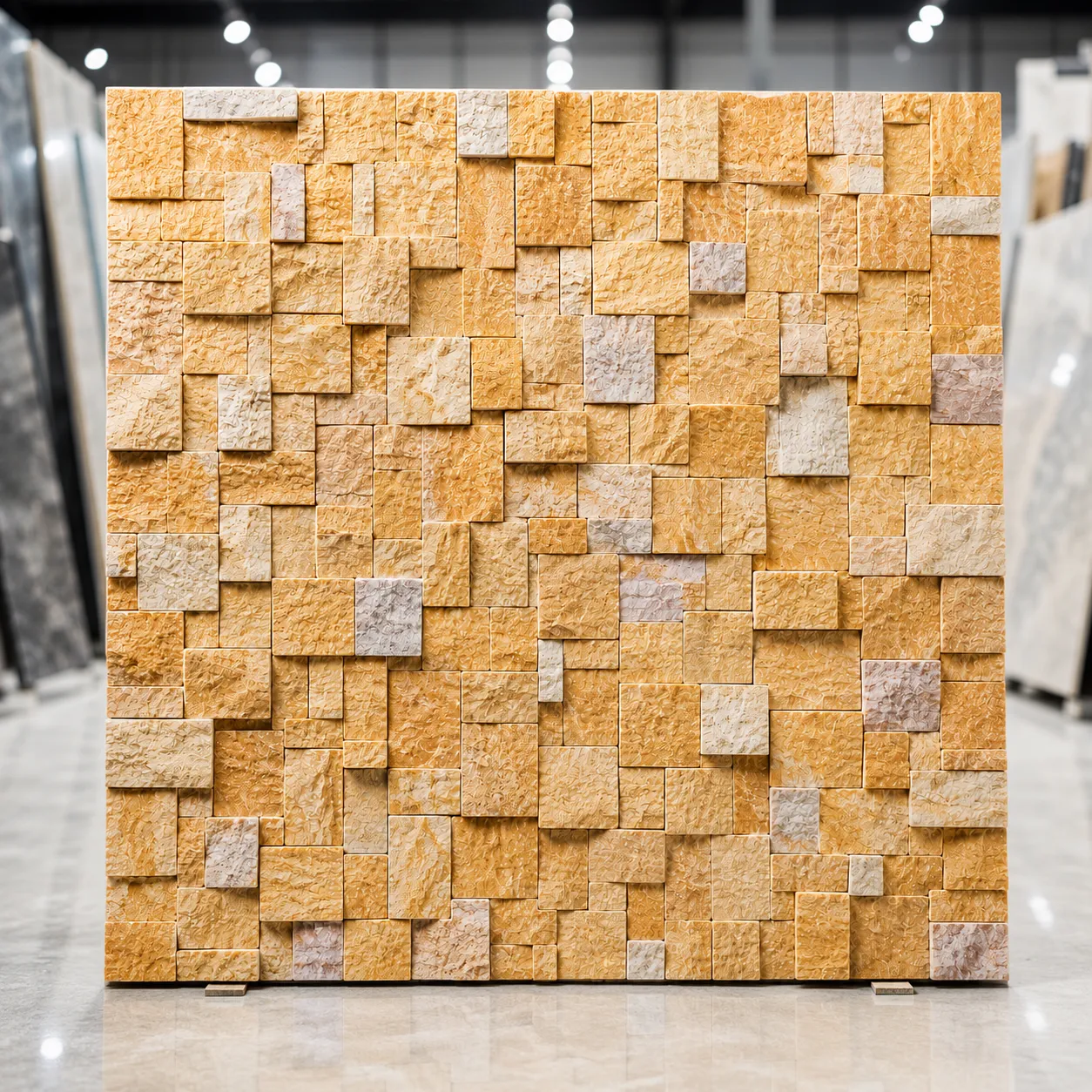 Golden Sand Rustic Cube Wall Cladding Stone 1